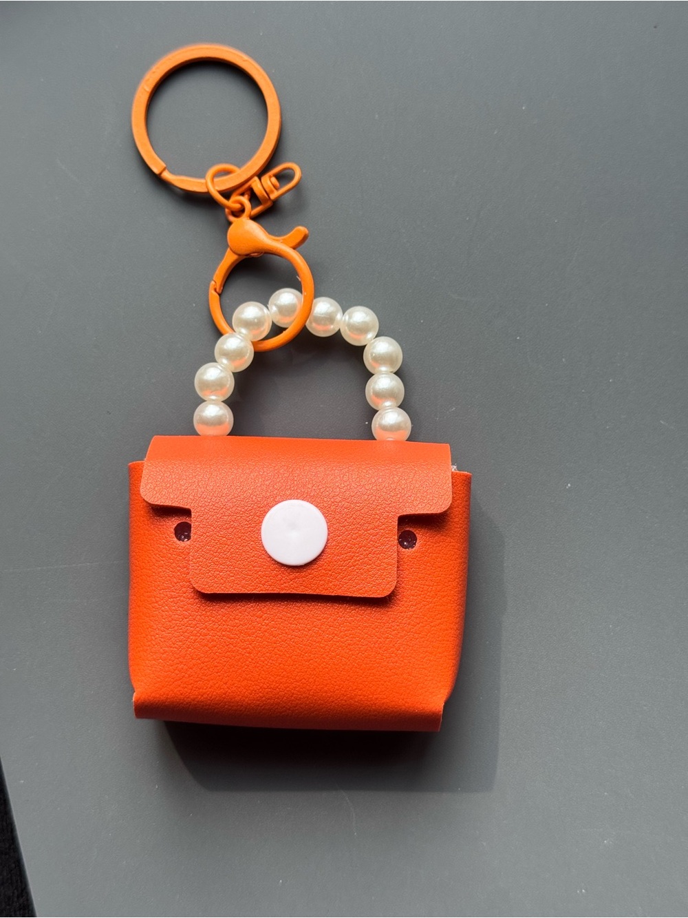 Orange Faux Leather Mini Purse Key Chain Bag Charm NWT